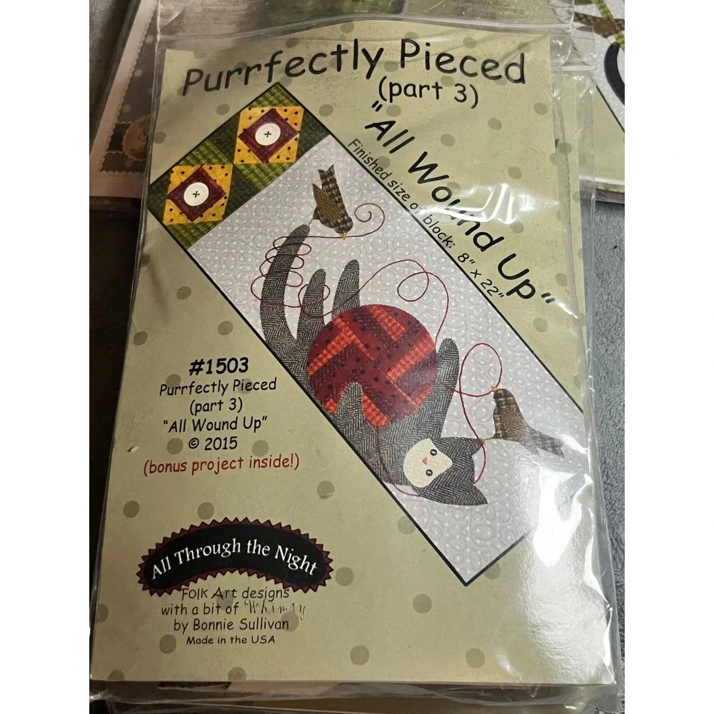 Bonnie Sullivan Purrfectly Pieced Quilt Kits 1-4 BOM Cat Applique Fabric